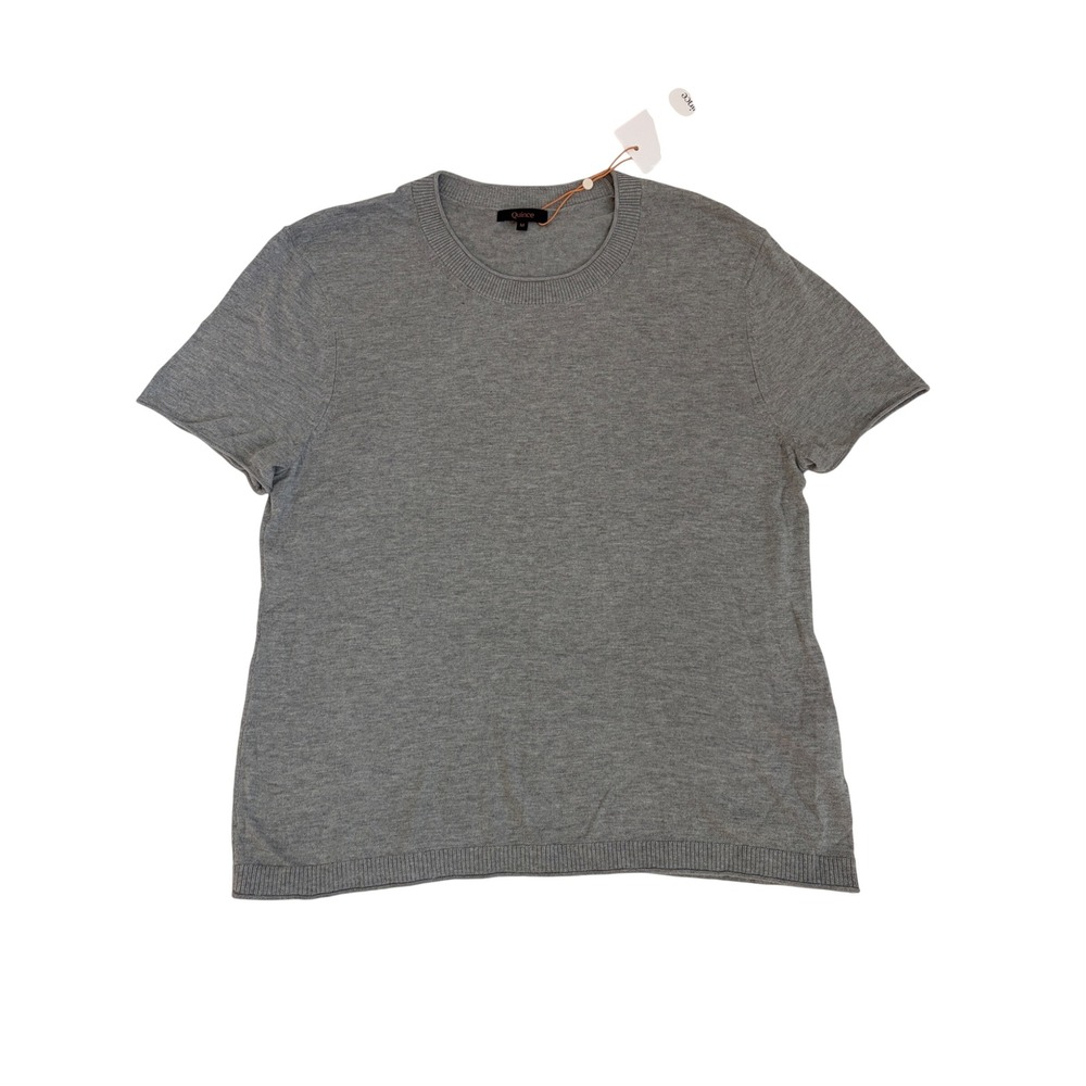 Quince Organic Cotton Cashmere Blend Short Sleeve Sweater Heather Grey Medium - Picture 3 of 9
